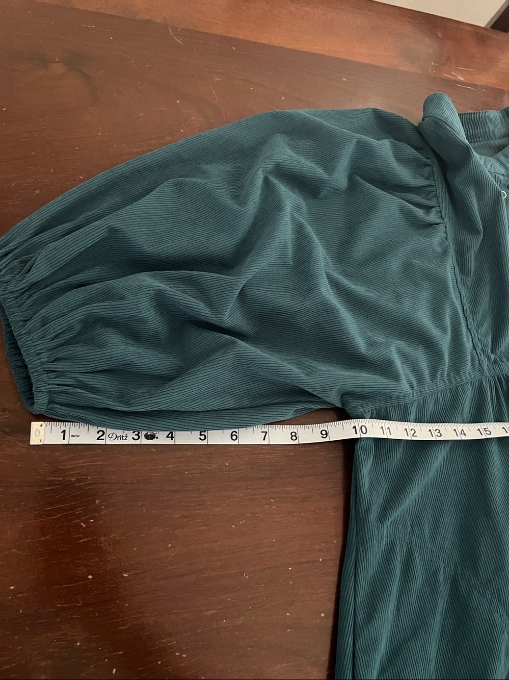 Teal-Blue/Green Corduroy Snap
Buttons Empire Waist Dress | M - Picture 8 of 10